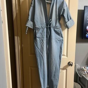 Denim jumper silver chains back out!!